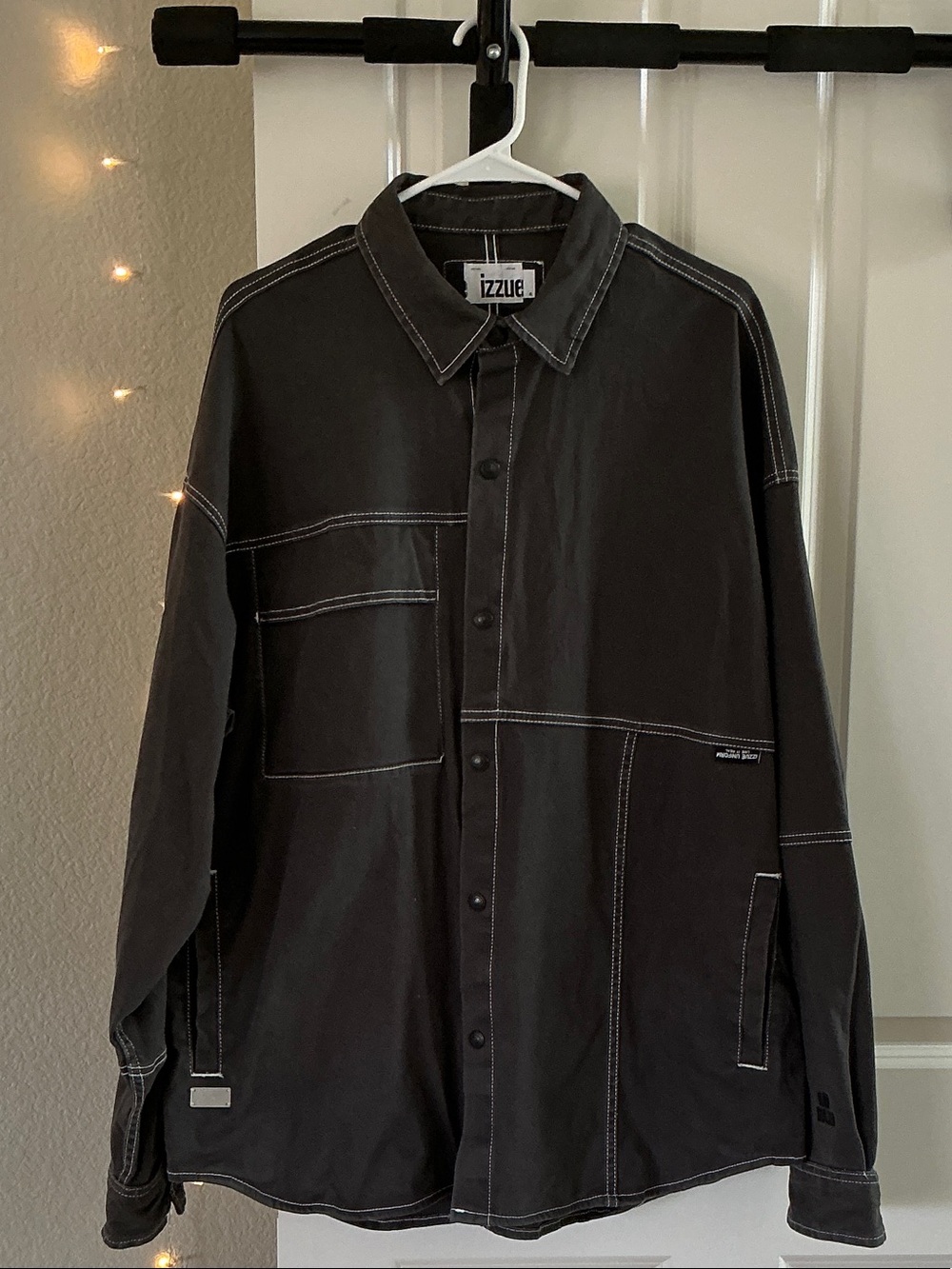 Izzue Men's Dark Brown Lightweight Stitch-Detail Overshirt